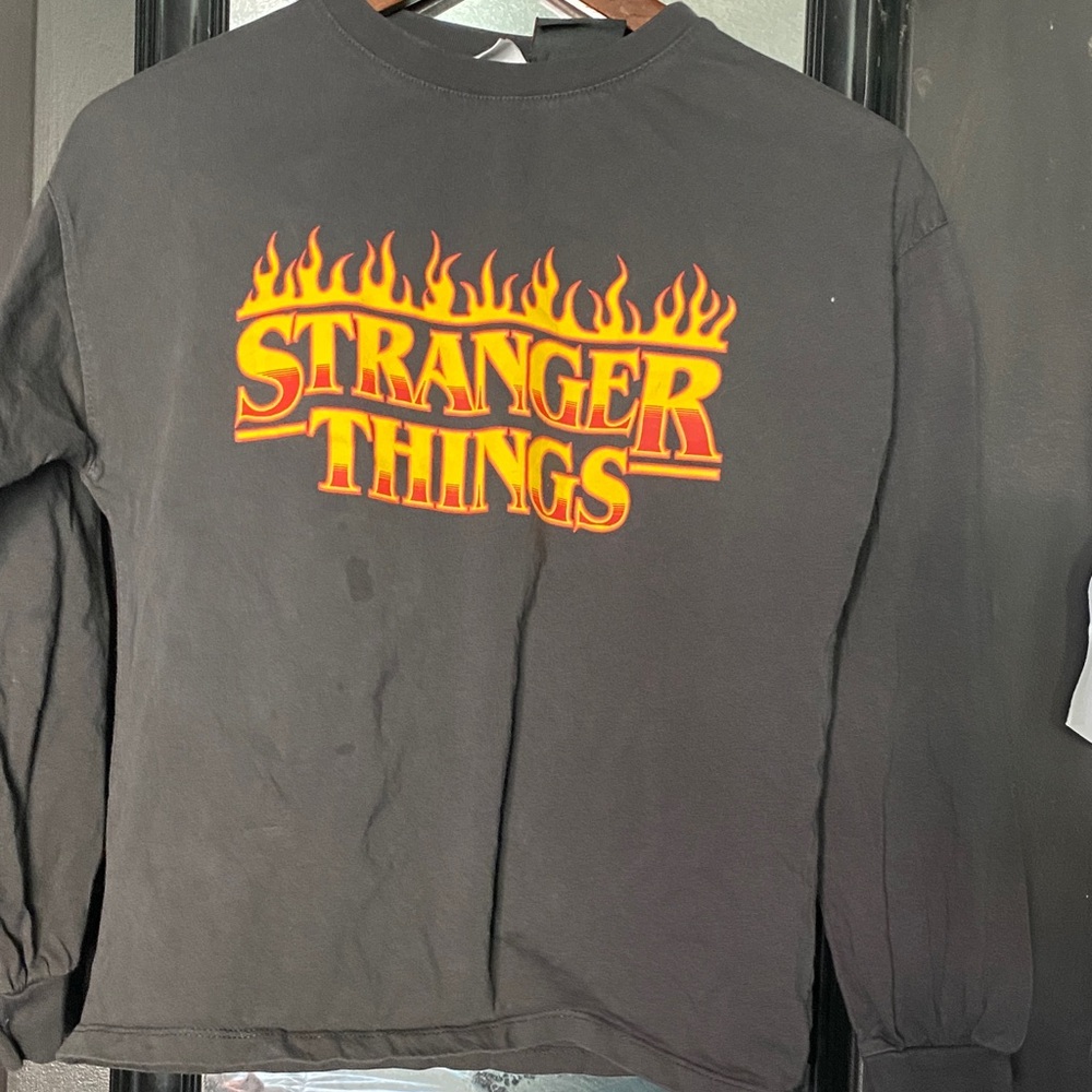 Zara Black Tee with Red 'Stranger Things' Logo